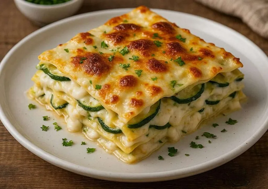 Lasagna bianca con zucchine e scamorza affumicata